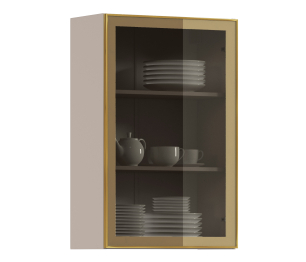 Навесной шкаф Регина РП-160 (Песочный/Витрина Золото)