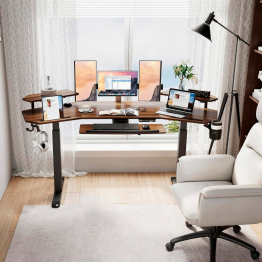 Стол для компьютера (для геймеров) с подставкой под клавиатуру и электрической регулировкой по высоте Eureka ERK-ED71-WN