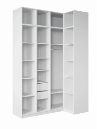 Угловой шкаф для одежды распашной с ящиками и антресолью, София, 2600х1700х900мм