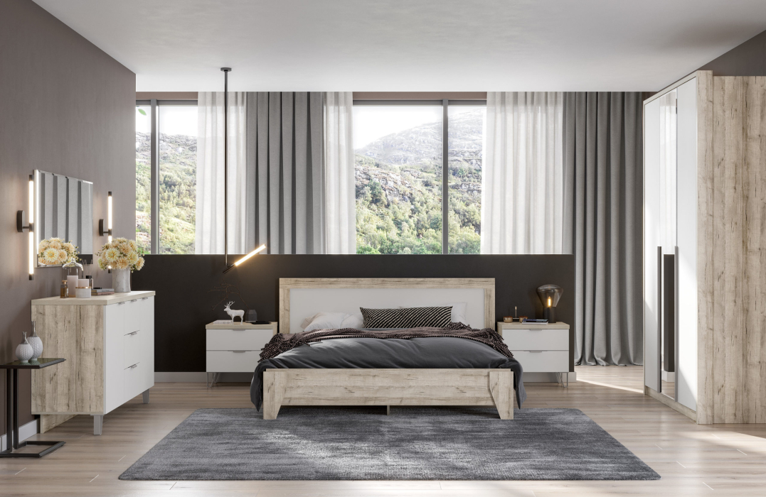 Прикроватные тумбы, Тумба прикроватная Анима ТП-3201, дуб серый, белый