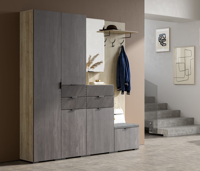 Тумбы, Шкаф Шаде ШК-3442, дуб серый, черный ясень