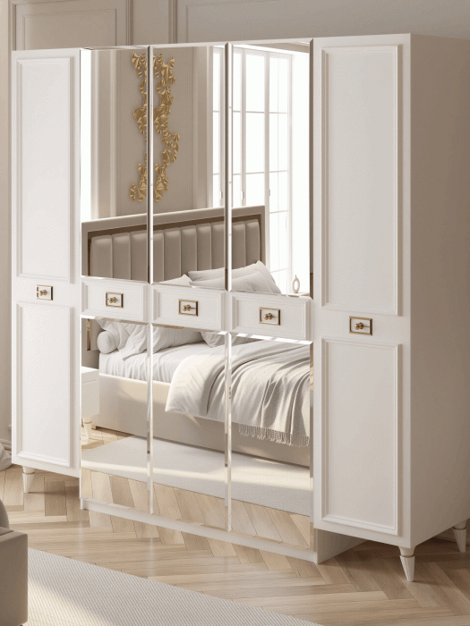 Шкафы распашные, Шкаф в спальню 5-ти дверный Валенсия (золото)