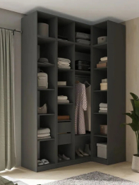 Угловой шкаф для одежды распашной с ящиками и антресолью, София, 2600х1700х900мм