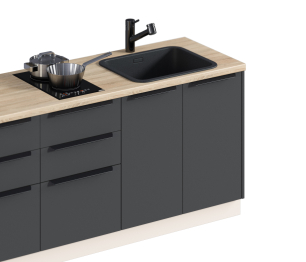 Кухонный гарнитур ЛОФТ Регина Песочный/Диамант серый, Дуб дикий 1,8 м ПОД КЛЮЧ