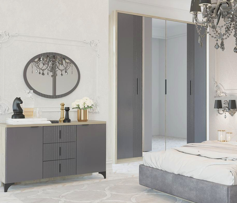 Зеркала в спальню, Зеркало Шер З-2301, айронвуд серебро