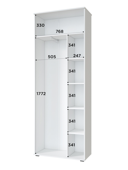 Шкафы двухстворчатые, Шкаф для одежды Эмилия ЭЛ-13К комбинированный
