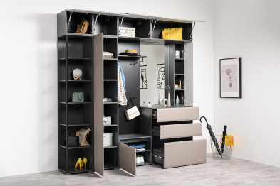 Шкаф навесной Сидней 16.314.04, антрацит, веллюто капучино