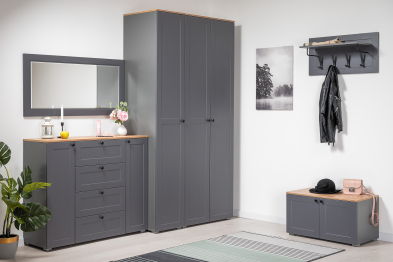 Шкаф Остин 13.224, серый графит, дуб золотой крафт