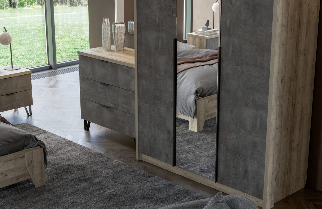 Комоды, Комод Анима КМ-3201, дуб серый, камень тёмный