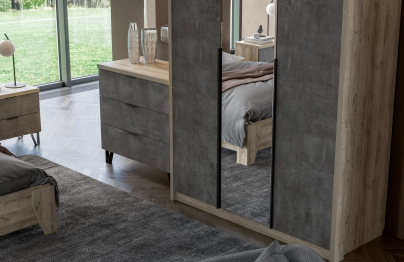 Комод Анима КМ-3201, дуб серый, камень тёмный