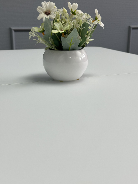 Обеденные столы, Стол Kenner K1100 раздвижной, стекло белое сатин