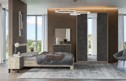 Тумба прикроватная Анима ТП-3201, дуб серый, камень темный