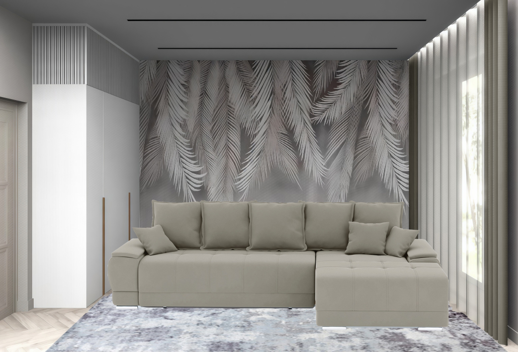 Диваны угловые в гостиную, Диван-кровать угловой Нордвикс ПБ, велюр