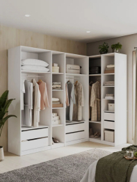 Угловой шкаф для одежды распашной с ящиками, София, 2200х2500х1300мм