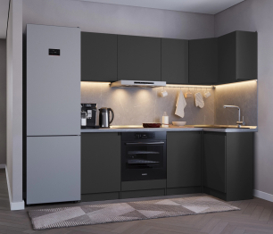 Кухонный гарнитур Леон угловой 210х100 см, диамант серый