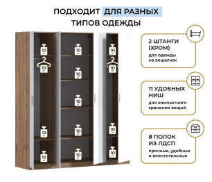 Шкаф четырехдверный Макс 2000 мм, вариант №3 (ЛДСП, корпус дуб вотан)