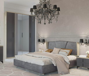 Шкаф Шер ШК-2307, дуб серый/айронвуд серебро