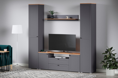 Тумба под ТВ Остин 16.47, серый графит, дуб золотой крафт