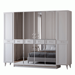 Шкаф в спальню 6-ти дверный Валенсия (серебро)