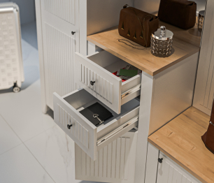 Тумба с зеркалом Монтана СБ-3551 Белый Альпийский,Дуб Гамильтон/МДФ Дуб Белый