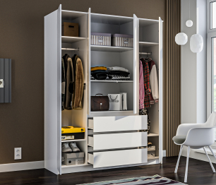 Шкаф 4 дверный с ящиками Леон СБ-3364