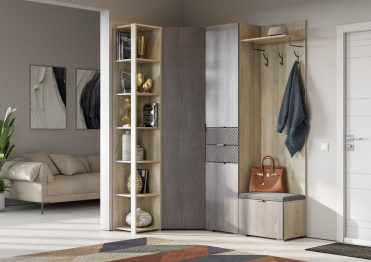 Вешалка Шаде В-3406, дуб серый, черный ясень, ткань simple 27