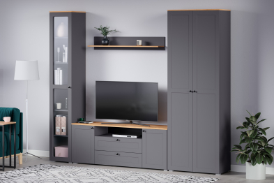 Шкаф Остин 16.307, серый графит, дуб золотой крафт