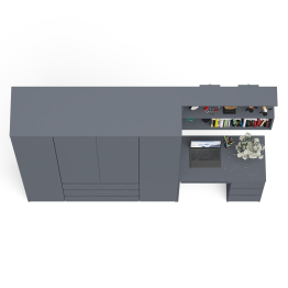 Мебель для подростка Мори из большого шкафа, стола для учёбы МС-6 правый и полочки на стену