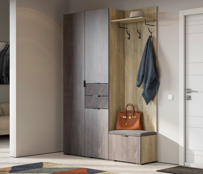 Шкафы распашные, Шкаф Шаде ШК-3415, дуб серый, черный ясень