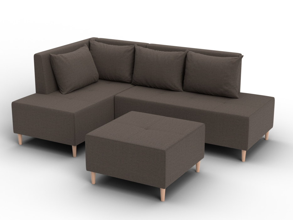 Диваны угловые, Диван угловой модульный с пуфом Лига-126 угол левый