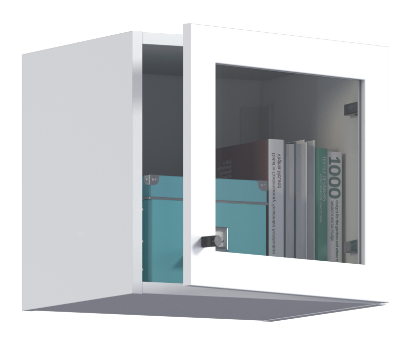 Настенные полки, Твин СБ-3383 Полка Белая с фасадом со стеклом