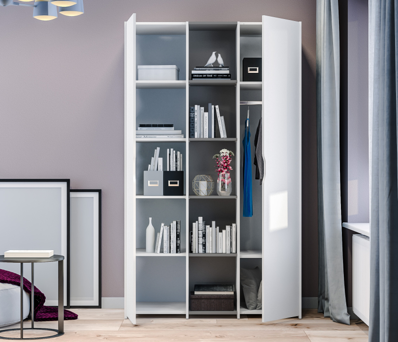 Mika / Мика, Шкаф 2 дверный Mika / Мика СБ-3273 Белый,Серый/Белый