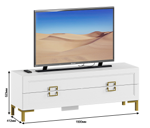 Комплект для гостиной, тумба ТВ и полка, Белый