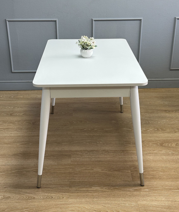 Обеденные столы, Стол Kenner K1100 раздвижной, стекло белое сатин