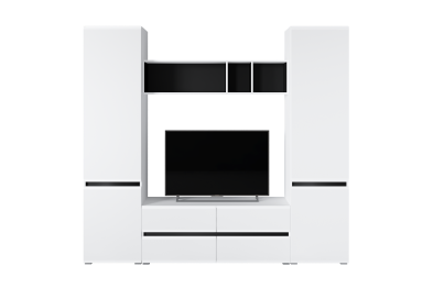 Тумба под ТВ Сидней 13.63, белый премиум, черный, белый глянец