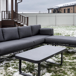 Лаунж-зона GISELLE с угловым диваном из алюминия