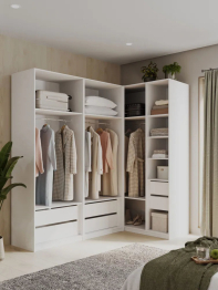 Угловой шкаф для одежды распашной с ящиками, София, 2200х2100х1300мм