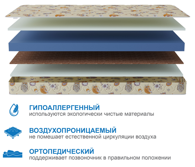 Матрасы, Матрас Здоровый сон-Мишутка 800х1800